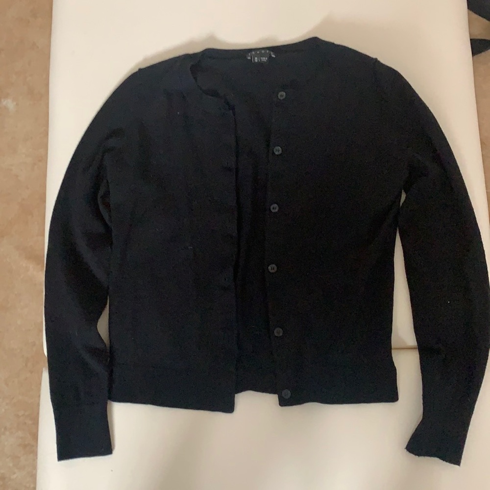 Theory black wool cardigan
